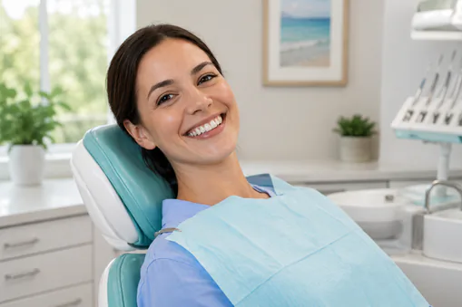 Happy man smiling in dental chair during family dentistry visit