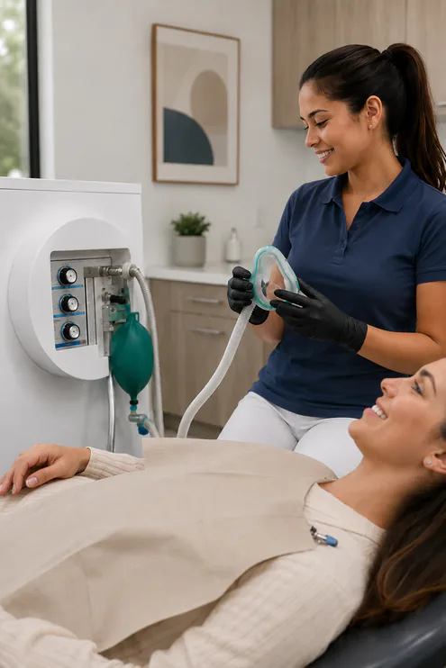 Nitrous oxide mask used for dental sedation